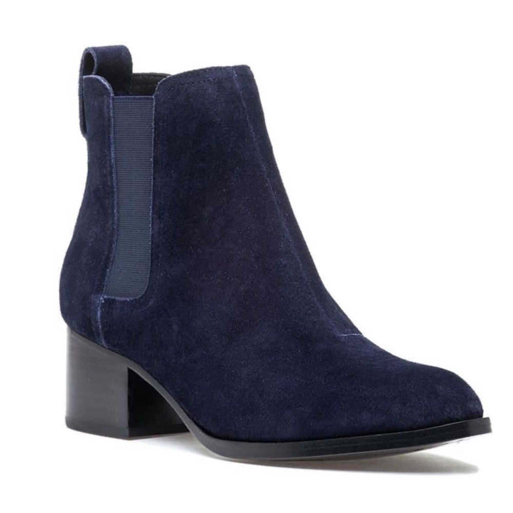 Rag & Bone Walker Chelsea Boots 10 Navy Blue Suede Excellent Ankle Block